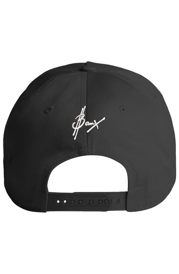 White puff logo on black